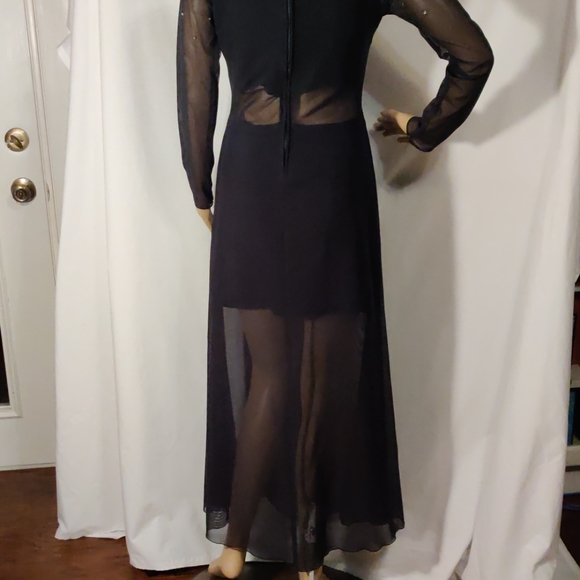 🌷Sheer Mesh Bodycon Deep Green Rhinestone Dress - Picture 6 of 6